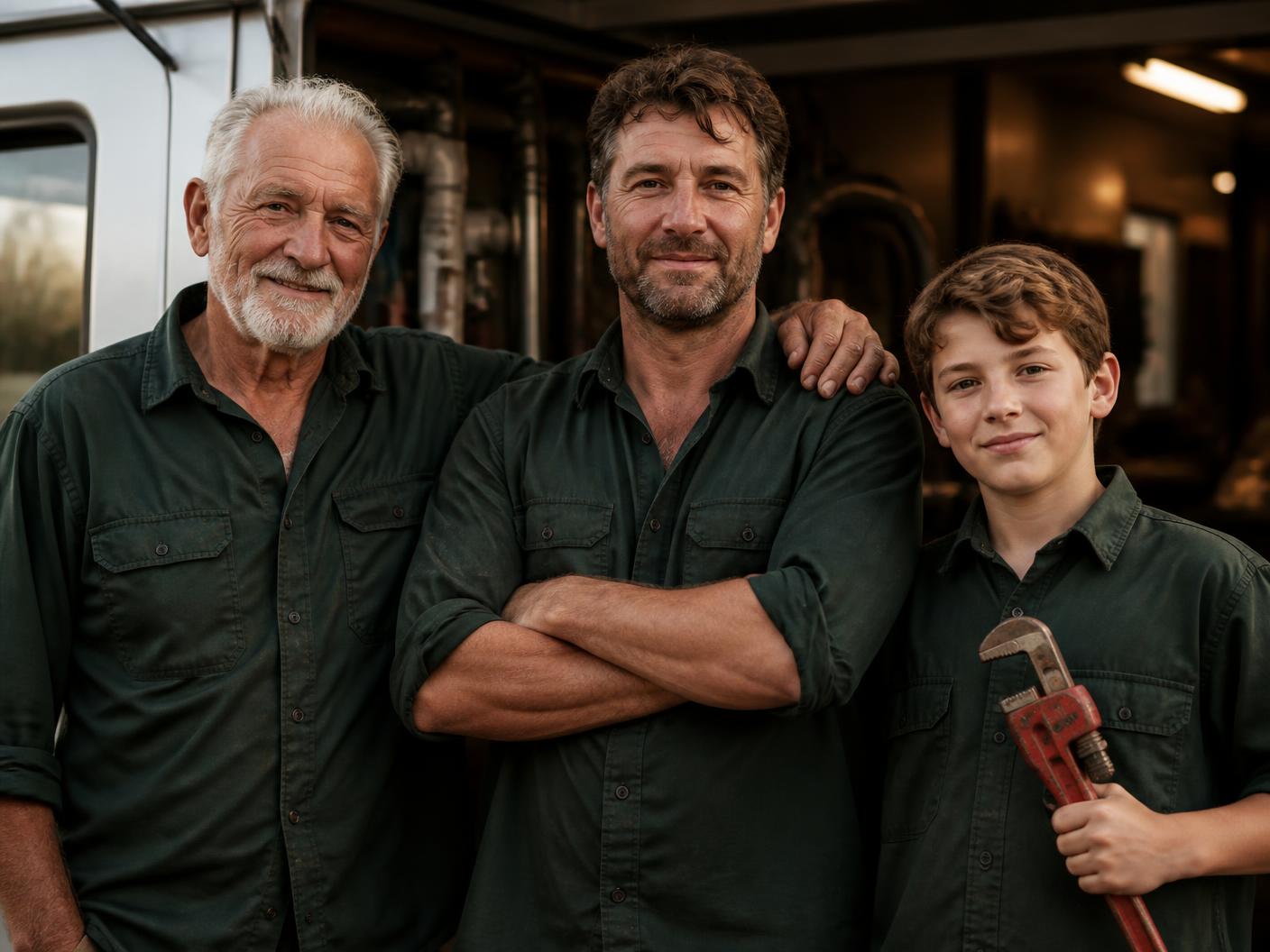 The Doerfler family plumbing team